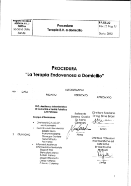 PA.DS. 20 Procedura aziendale per la terapia endovenosa a domicilio