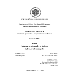 Tennis. Indagine terminografica in italiano, inglese