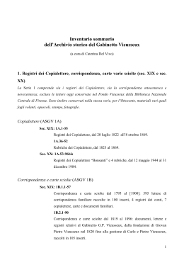 inventario sintetico - Gabinetto Scientifico Letterario GP Vieusseux