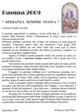 "SPERANZA SEMPRE NUOVA" (Il parroco: Don Pietro Ferrari)