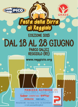 Programma Festa Birra 2015 Reggiolo - Festa della birra