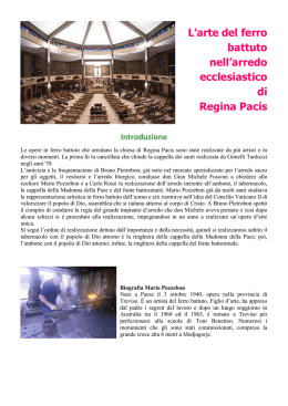 L`arte del ferro battuto nell`arredo ecclesiastico di Regina Pacis