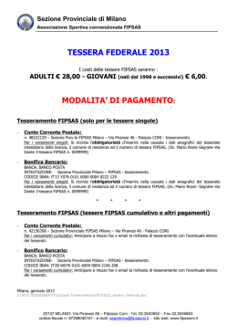 tessera federale 2013 modalita` di pagamento