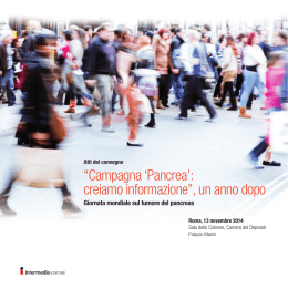 “Campagna `Pancrea`: creiamo informazione”, un anno