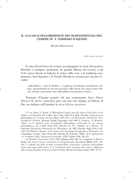 Il pulchrum nell`orizzonte dei trascendentali dell`essere in S
