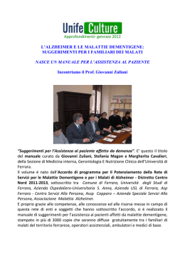 L`Alzheimer e le Malattie dementigene: suggerimenti per i familiari