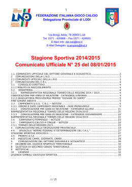 Stagione Sportiva 2014/2015 Comunicato Ufficiale N