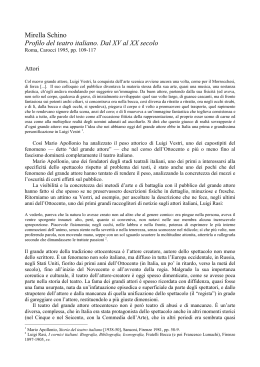 Mirella Schino Profilo del teatro italiano. Dal XV al XX secolo