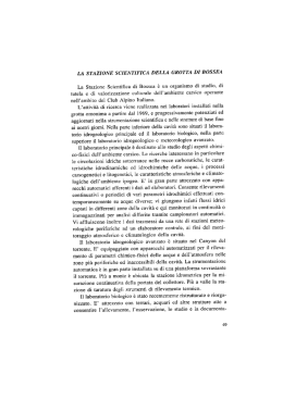 LA STAZIONE SCIENTIFICA DELLA GROTTA DI BOSSEA