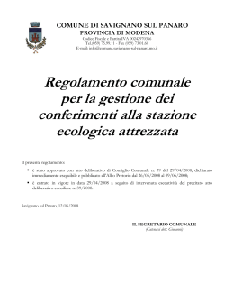 Reg.to per la gestione dei conferimenti alla Stazione Ecologica
