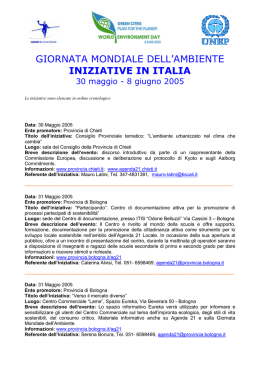 Iniziative giornata mondiale ambiente.