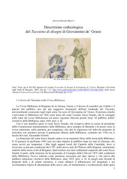 Descrizione codicologica del Taccuino di disegni di Giovannino de
