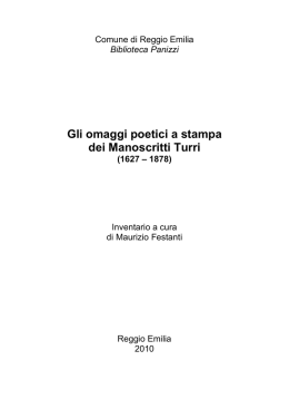 Omaggi poetici a stampa nei Manoscritti Turri