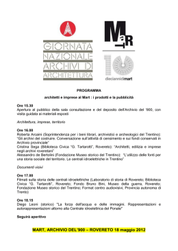 MART, ARCHIVIO DEL`900 &ndash; ROVERETO 18 maggio 2012