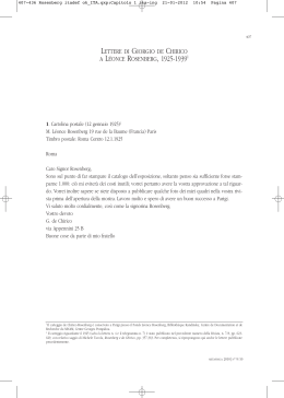 Lettere di Giorgio de Chirico a Léonce Rosenberg