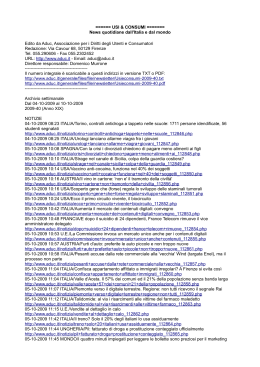 USI & CONSUMI ======= News quotidiane dall`Italia e dal