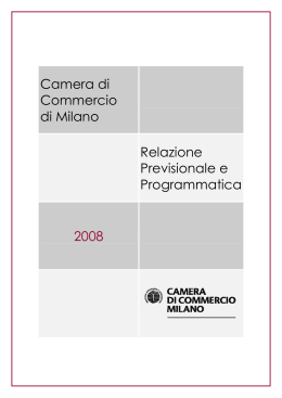 Camera di Commercio di Milano Relazione Previsionale e