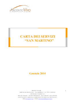 Carta dei Servizi - Strutture Socio Sanitarie e Sociali