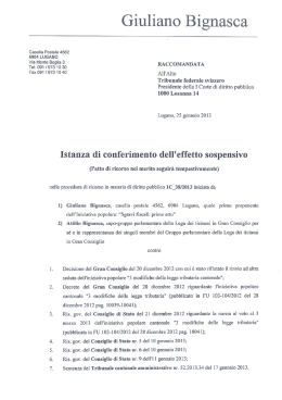 L`istanza di conferimento dell`effetto sospensivo