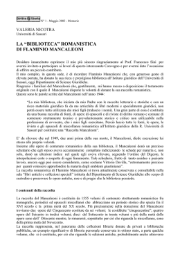 LA &ldquo;BIBLIOTECA&rdquo; ROMANISTICA DI FLAMINIO MANCALEONI
