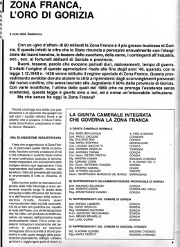 ZONA FRANCA, L`ORO DI GORIZIA