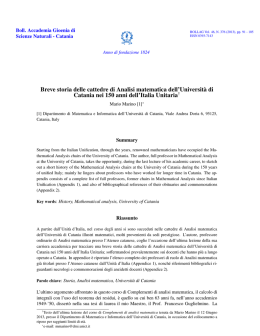 Breve storia delle cattedre di Analisi matematica dell`Università di