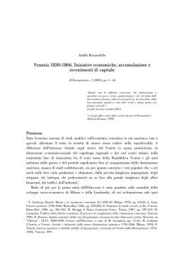 Venezia 1830-1866. Iniziative economiche, accumulazione e