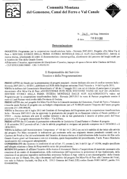 N. 369/2013 del 18/06/2013 - Comunit&agrave; Montana del Gemonese