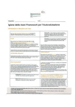 Igiene delle mani Framework per l`Autovalutazione