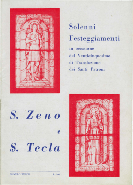 Fascicolo SS Zeno e Tecla 1960