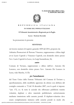 TAR Puglia, Lecce, sez. II - La Gazzetta degli Enti Locali