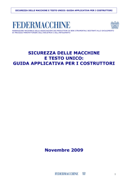SICUREZZA DELLE MACCHINE E TESTO UNICO: GUIDA