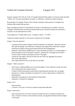 Verbale del Consiglio Pastorale 8 giugno 2015