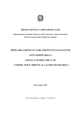 Ministero del lavoro e delle politiche sociali PRIMA