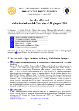Service realizzati dal Rotary Club Torino Europea dalla sua