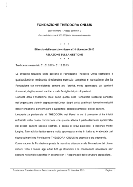 Relazione sulla Gestione - Fondazione Theodora Onlus