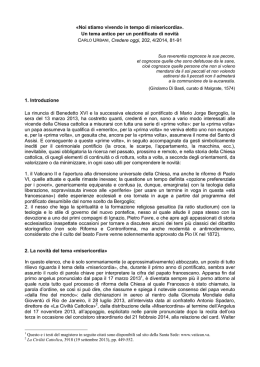 Un tema antico per un pontificato di novit&agrave;