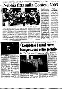 g. Nebbia ﬁtta sulla Contesa 2003 - Rassegna Stampa