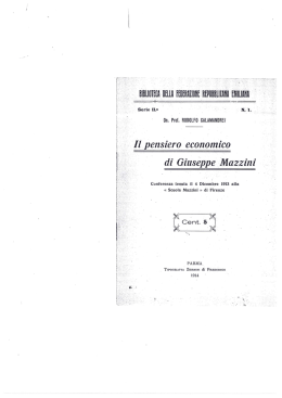 IL PENSIERO ECONOMICO DI GIUSEPPE MAZZINI