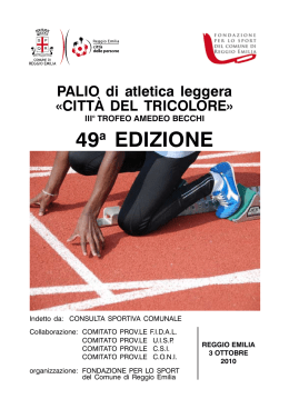 49a EDIZIONE - Fondazione per lo Sport del Comune di Reggio