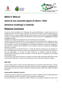 MENO E` MEGLIO Azioni di una comunit&agrave; capace di ridurre i rifiuti
