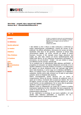 Newsletter &hellip;progetti, idee e appunti dall` ISGREC Numero