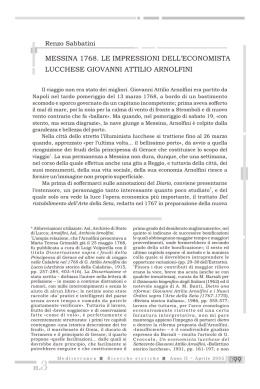 Messina 1768. Le impressioni dell`economista