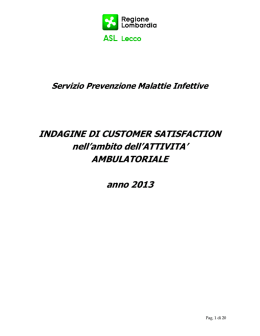 INDAGINE DI CUSTOMER SATISFACTION