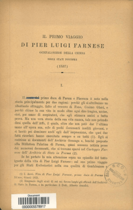 Il primo viaggio di Pier Luigi Farnese, Gonfaloniere della Chiesa