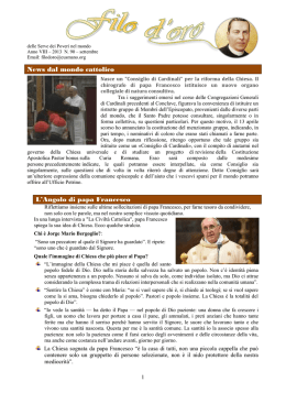 News dal mondo cattolico L`Angolo di papa Francesco