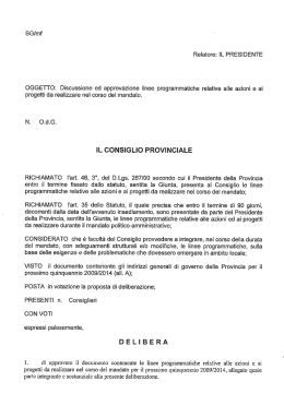OGGETTO: Discussione ed approvazione linee programmatiche