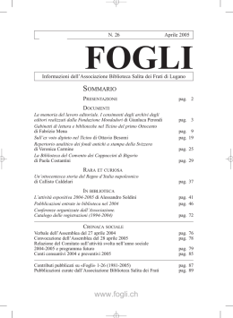 Fogli&raquo; n&deg; 26 (2005) - Biblioteca Salita dei Frati
