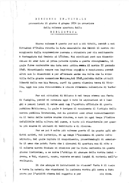 Discorso inaugurale biblioteca