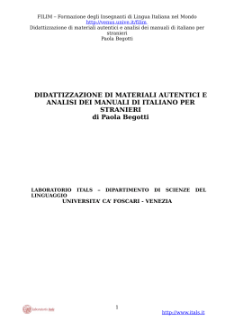 Didattizzazione di materiali autentici e analisi dei manuali di italiano